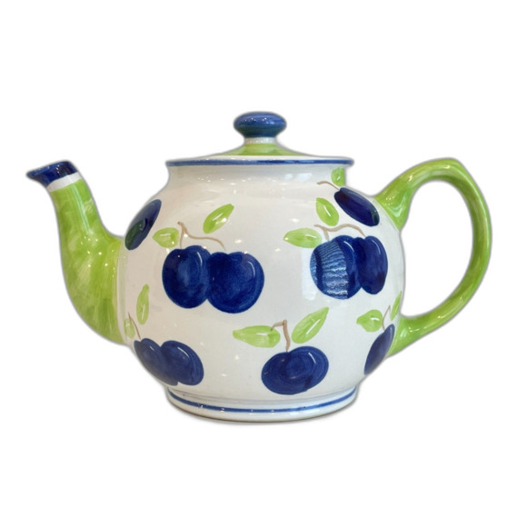 Sadler of England Blueberry Handpainted Teapot, Green Accents 5" tall - Picture 1 of 6